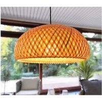 BOURGH Lampenschirm BOURGH Bambus Lampe GROSSETO Ø35cm mit Fassung E27 u. Kabel, Schöner Lichtwurf