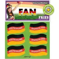 Fries Schmuck-Tattoo 6 Haut Hautaufkleber Deutschland Flagge WM EM Fußball Schwarz Rot Gold, 6-tlg., Hautfreundlich