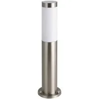 EGLO Stehlampe Helsinki Stehlampe, Außenleuchte, silber, weiß, E27, IP44, Lampe, ohne Leuchtmittel, Stehleuchte - H45 x Ø7,5 cm - edelstahl - 1X12W exkl.