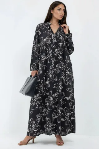 Bequemes gemustertes Maxikleid