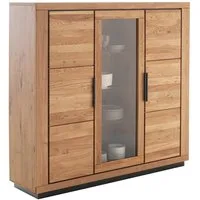 Lomadox Highboard GIUSTINO-06, Eiche teilmassiv geölt, Massivholzfronten, 153cm breit