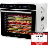 KLAMER Dörrautomat XL 700W Edelstahl, 8 Etagen, 24h Timer, 35–80°C, Dörrgerät 700 W, 8 Etagen, optimale Trocknung, 35-80°C, Timer, Gitter & Deckel BPA-frei