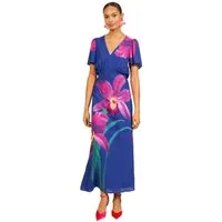 Love & Roses Midikleid Love & Roses Satin-Midikleid mit Flatterärmeln (1-tlg)