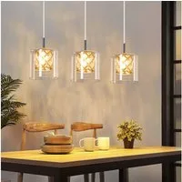ZMH Pendelleuchte Esszimmer 3/4/5 Flammig zilver Vintage Hängeleuchte Modern G9 Küche, Einfache Installation, ohne Leuchtmittel, 120CM Höhenverstellbar Retro Hotel Esszimmerlampe