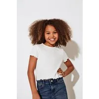 KIDS ONLY T-Shirt KONNELLA S/S O-NECK TOP in verkürzter Länge und mit tollen Wellen-Säumen