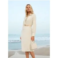 MADELEINE Midikleid Viskosekleid mit Stäbchen-Pailletten Sommerkleid mit V-Ausschnitt, Knielänge und Langarm