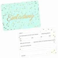 nikima Einladungskarten 10 Einladungskarten Mint mit Goldlack inkl. 10 weißen Briefumschlägen