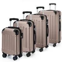 YONSLY Kofferset Reisekoffer Trolley Rollkoffer Hartschalenkoffer in S-M-L-XL, 4 Rollen, (Spar-Set, 4 tlg., inkl. Größen S, M, L und XL), mit 360° Lenkrollen, Zahlenschloss und mehrstufigem Teleskopgriff