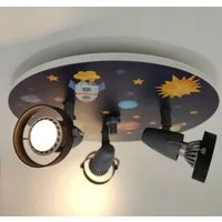 niermann Deckenstrahler Strahler Weltall, Rakete, 3 verstellbare Spots, Deckenleuchte, Kinderzimmer, Kinderlampe