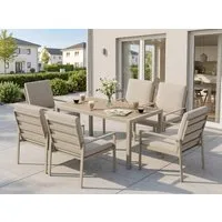 MeXo Gartenlounge-Set Gartenmöbel Set mit Esstisch, (Gartenessgruppe Set 6 Personen, Aluminium, wetterfest, hoher Sitzkomfort), mit pflegeleichte Polywood-Tischplatte, bis 140 kg belastbar