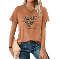 PYLIKE Kurzarmbluse Damen Sommer Casual bequemes t shirt mit Leopardenmuster Print-Shirt