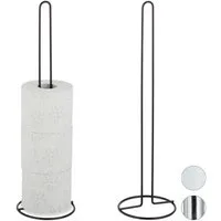 relaxdays Toiletten-Ersatzrollenhalter Ersatzrollenhalter 2er Set für Bad, schwarz