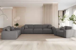 Sofaset Designersofa CELES PREMIUM 3-2-1 in Stoff Artico Grau