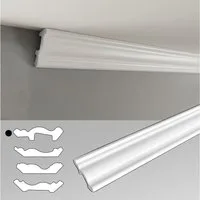 IKHEMalarka Deckenleiste 100 cm – Zierleisten - dekorative Stuckleisten für Wand & Decke, Montagekleber - Pattex DK Flex 1000, 4 Designprofile zur Auswahl, Einzelleiste, leicht, hart & formstabil - überstreichbar