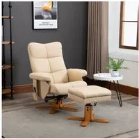 HOMCOM Massagesessel Hocker, 360°drehbarer mit Massage, TV-Sessel, Polyester (Massagesessel, 2-St., Relaxsessel), für Wohnbereich, Cremeweiß