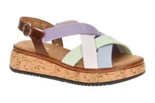 Gabor 82.743 Mehrfarbig Damen Sandalette Plateau Keilabsatz - Sky/Camel