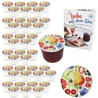 MamboCat Einmachglas 40er Set Sturzglas 230ml Einmachglas TO82 Comic-Obst Deckel, Glas