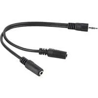 Kabel 3,5mm-Stecker > 2x 3,5mm-Kupplung schwarz, 20cm, stereo