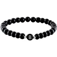 Kim Johanson Armband Onyx mit Buchstaben, personalisiert, elastisch, Geschenk