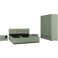 OTTO home Schlafzimmer-Set Cross, moderne, grifflose Optik, FSC-zertifiziert, (4-tlg., Bett 180x200cm, 2 Nachtkommoden, Schrank 2-oder 4-türig), Komplettschlafzimmer-Set