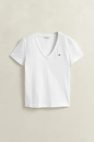 GANT - Shield V-Neck T-Shirt white - Gr. - XL