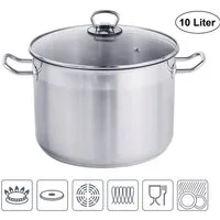 Haushalt International Kochtopf XL Profi Universalkochtopf, Edelstahl, Für alle Herdarten auch Induktion, inkl. Glasdeckel