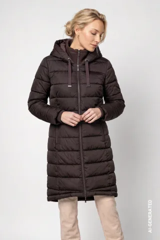 monari - Steppmantel mit Lurex black coffee - Gr. - 36