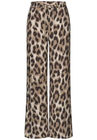 Street One - Marlenehose mit Animalprint und hohem Bund beige/braun - Gr. - 30