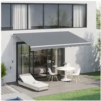 Outsunny Markise Outdoor manuelle Balkonmarkise, 395cm mit Handkurbe (Gelenkarmmarkise, 1-St., Fenstermarkise) für Garten, Balkon, Grau