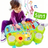 CLTYQ Lernspielzeug 3-in-1-Set mit Klavier, Keyboard und Xylophon, Montessori-Spielzeug, Musikinstrumente zum Lernen und Entwickeln, leuchtendes Spielzeug