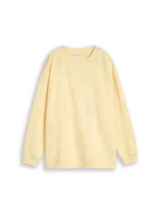 Denim Tom Tailor - Oversize Sweatshirt mit Print soft vanilla yellow - Gr. - M