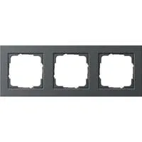 Abdeckrahmen E2 drei Einheiten horizontal und vertikal, Unterputzmontage, Kunststoff anthrazit, Retail