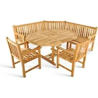 SAM® Garten-Essgruppe Baros/Java, 4tlg., robustes Teakholz, Tisch ausziehbar, 2 Gartensessel, 1 Eckbank