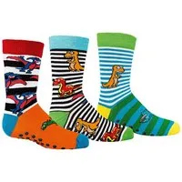 Yuhu ABS-Socken Dinosaurier Kinder Stoppersocken 3er Pack rutschfest (3-Paar)