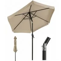 Sekey Sonnenschirm 200cm Rund mit Kurbel Balkonschirm 30° knickbar, LxB: 200x200 cm, mit Überhang, Windstabil & neigbar, ideal für Balkon, Garten, UV 50+