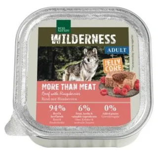 REAL NATURE WILDERNESS Nassfutter Hund, Adult, Jelly Core, More than Meat Rind mit Himbeeren 16x100 g