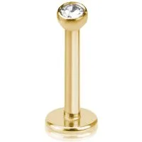viva-adorno Nasenpiercing Lippenpiercing Labret Piercing Micro Stecker mit Stein Zirkonia, Edelstahl farbig beschichtet mit Kristall und Innengewinde