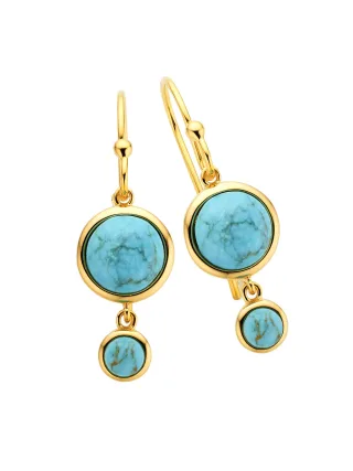 Zeeme Gemstones Ohrringe Silber 925 vergoldet mit rek. Türkis