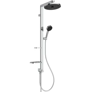 Ideal Standard Duschsystem Ceratwist Alu+ ohne Arm., mit 2 Ablagen,2-fach-Handbrause und 2-fach-Kopf BD585AA