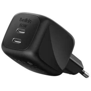 Belkin Ladegerät Dual USB-C 50W PD + PPS ,schwarz WCH019kqBK