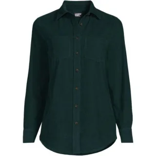 Boyfriend-Cordhemd für Damen in Petite-Größe, Damen, size: petite, Grün, by Lands' End