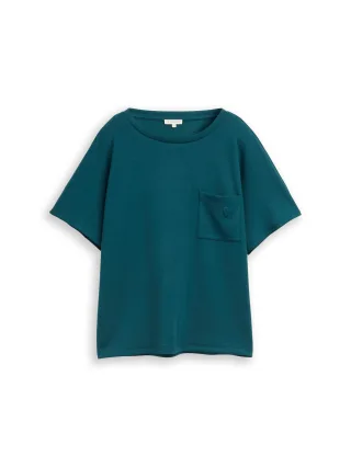 Tom Tailor - Loose Fit Scuba T-Shirt mit Brusttasche deep meadow green - Gr. - XXL