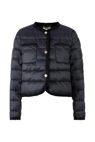 Rich & Royal - Boxy padded nylon jacket with deco tapes recycled black - Gr. - 38