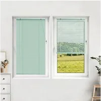 Victoria M. Jalousie LightLess Prime Aluminium-Jalousie 50x130 cm Mondschein-Grün matt, mit Bohren, ohne Bohren, geklemmt oder verschaubt, L Profil 25 mm Lamellen, feuchtigkeitsbeständig, verdunkelnd