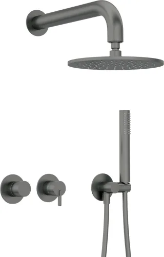 Neuesbad Serie 600 Unterputz Dusch-Set mit verstellbarer Kopfbrause Oberfläche: Titanium NB1NQS_D0YK1