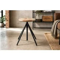 riess-ambiente Sitzhocker FACTORY 60cm natur/schwarz - Mango, Massiv, Metall, höhenverstellbar (Einzelartikel, 1 St), Verstellbarer Vintage-Schemel - ideal für Ess- & Wohnzimmer oder Küche