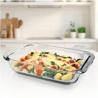 GOURMETmaxx Auflaufform Auflaufform transparent rechteckig 800ml, (1-St), aus Glas für Heißluftfritteuse & Ofen Zubereiten Garen Servieren