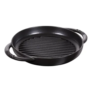 Staub Grill Pans Pure Grill 23 cm, rund, Schwarz, Gusseisen