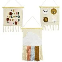 Marrakesch Orient & Mediterran Interior Wanddekoobjekt 3er Set Boho Wanddeko Callan handgefertigt aus Baumwolle 50 cm modern (3 St), Handarbeit