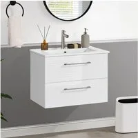 Yaheetech Waschtisch Unterschrank mit Waschbecken und Schubladen, Hängender Badezimmerschrank, Wandmontage